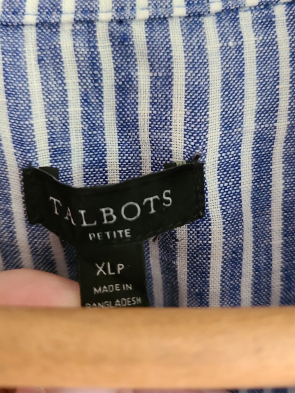 Talbots Petite Drop Waist 100% Linen Stripe Shirt Dress Blue White - Picture 4 of 17